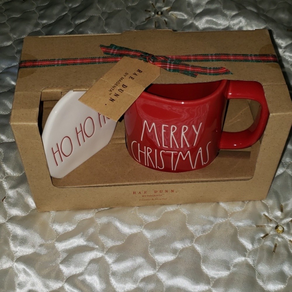 Rae Dunn Artisan collection mug and coaster set